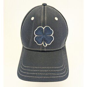 Black Clover Flex Golf Hat Cap Live Lucky Navy Blue Clover Mesh Back L/XL